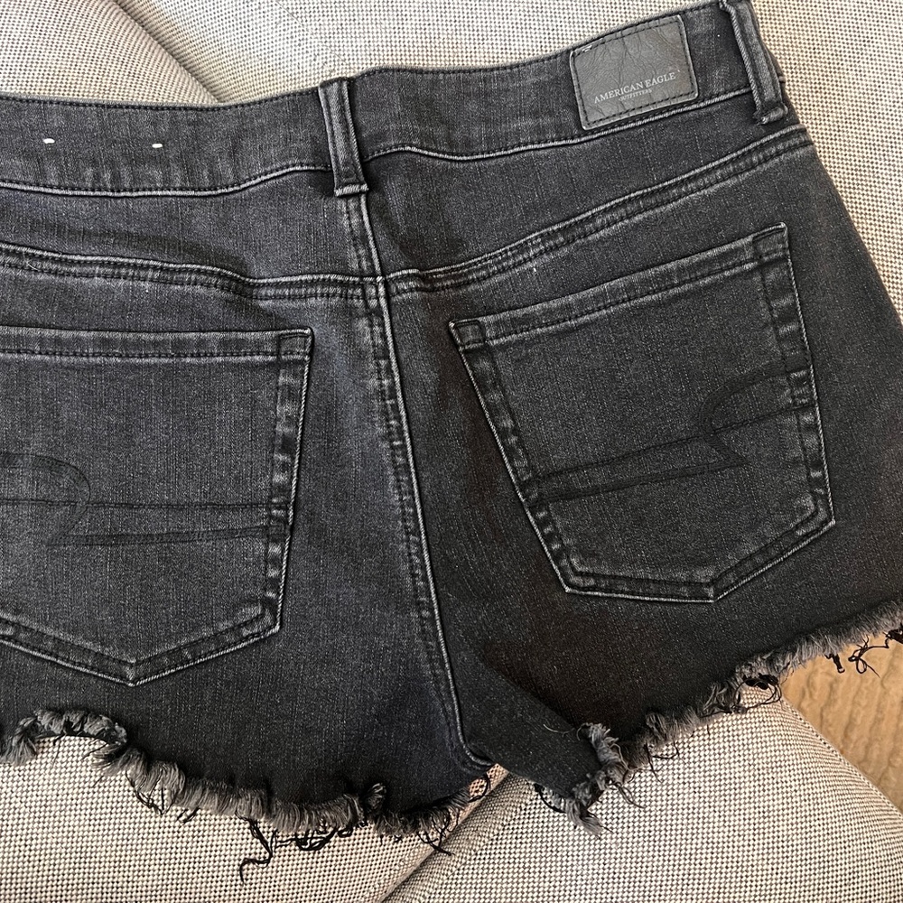 Black Lace Trim Women Jean Shorts - Picture 4 of 7